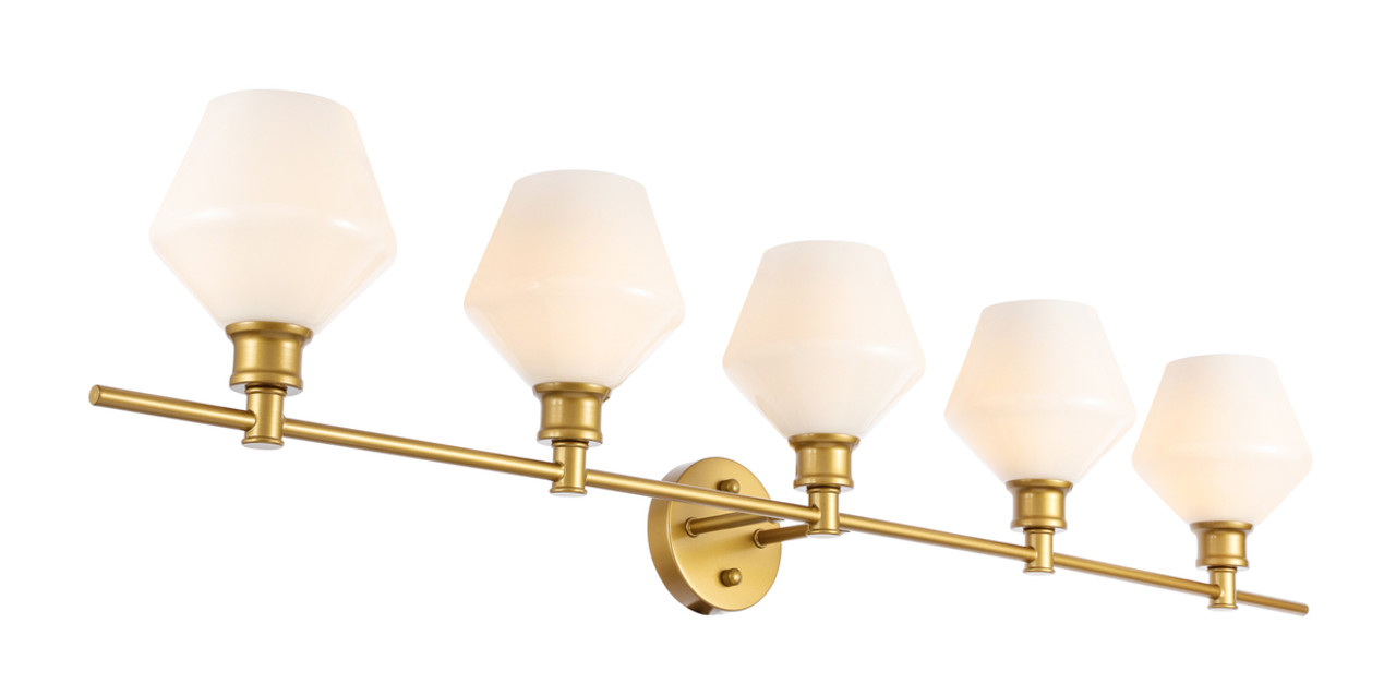 Living District LD2325BR Gene 5 light Brass and Frosted white glass Wall sconce