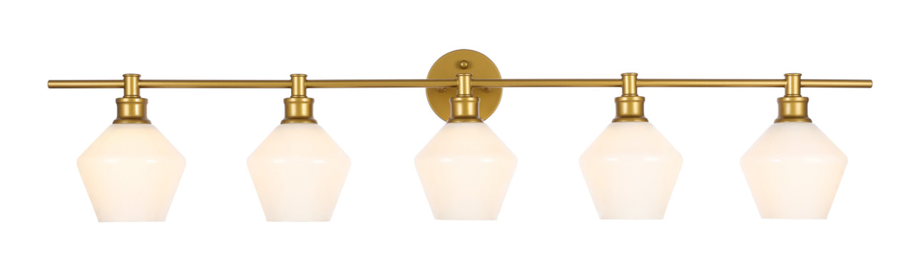 Living District LD2325BR Gene 5 light Brass and Frosted white glass Wall sconce