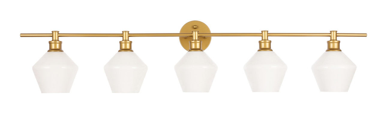 Living District LD2325BR Gene 5 light Brass and Frosted white glass Wall sconce