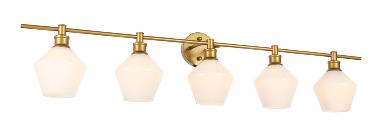 Living District LD2325BR Gene 5 light Brass and Frosted white glass Wall sconce