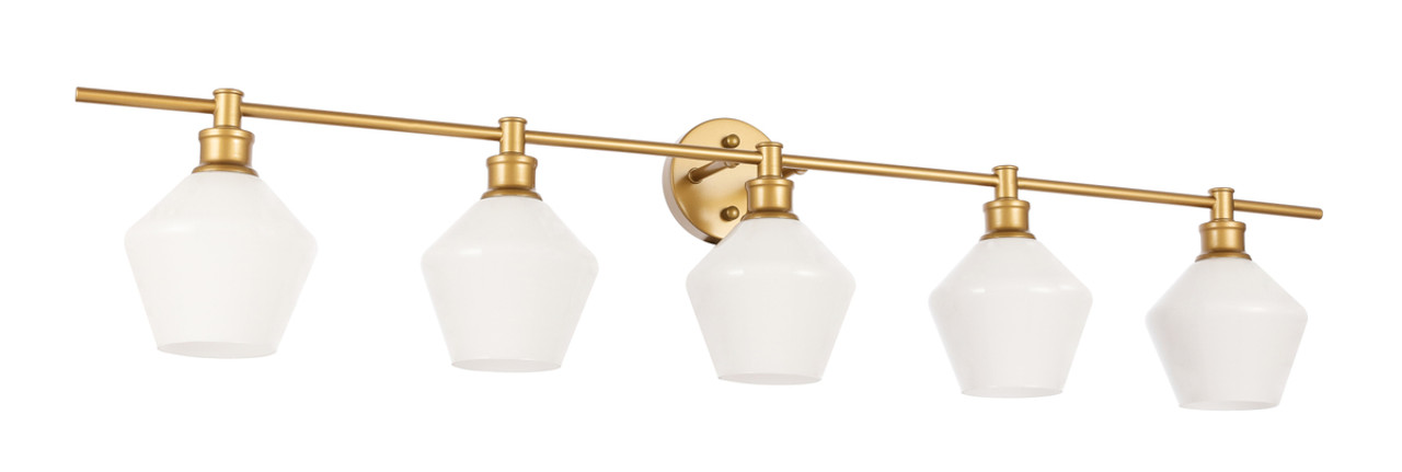 Living District LD2325BR Gene 5 light Brass and Frosted white glass Wall sconce