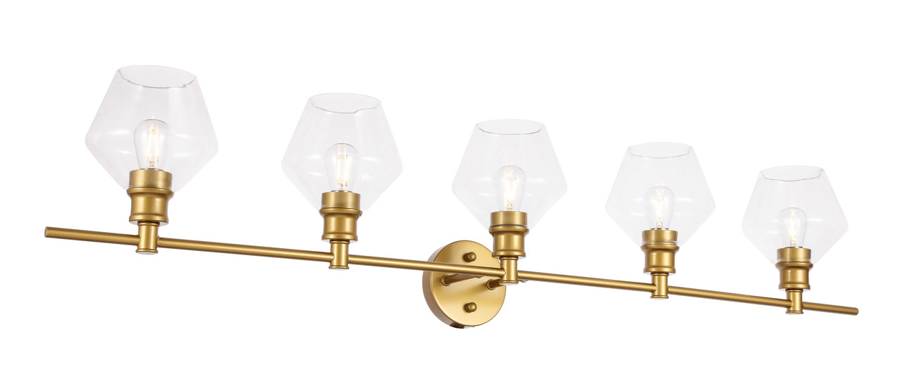 Living District LD2324BR Gene 5 light Brass and Clear glass Wall sconce