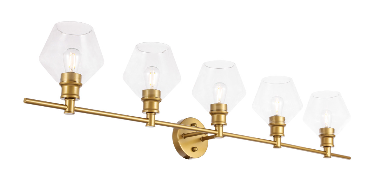 Living District LD2324BR Gene 5 light Brass and Clear glass Wall sconce