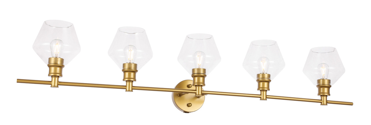 Living District LD2324BR Gene 5 light Brass and Clear glass Wall sconce