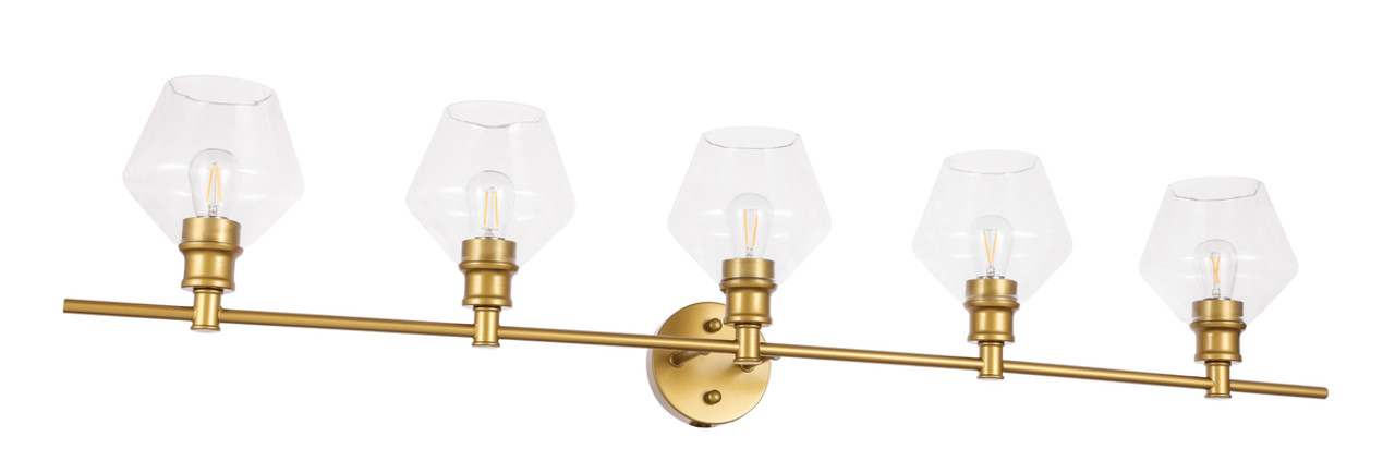 Living District LD2324BR Gene 5 light Brass and Clear glass Wall sconce