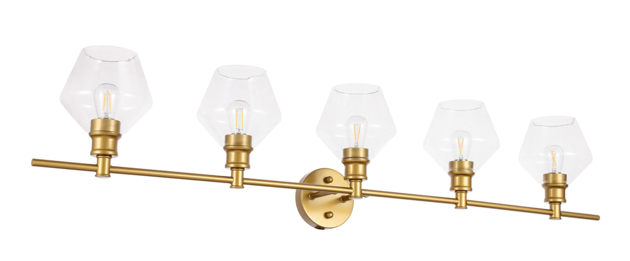 Living District LD2324BR Gene 5 light Brass and Clear glass Wall sconce