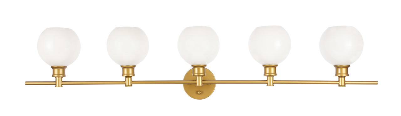 Living District LD2327BR Collier 5 light Brass and Frosted white glass Wall sconce