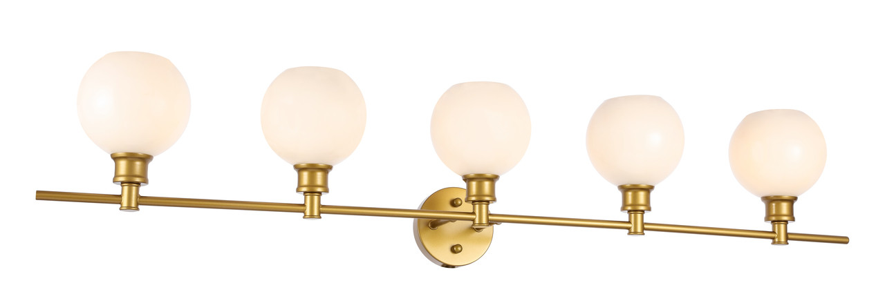 Living District LD2327BR Collier 5 light Brass and Frosted white glass Wall sconce