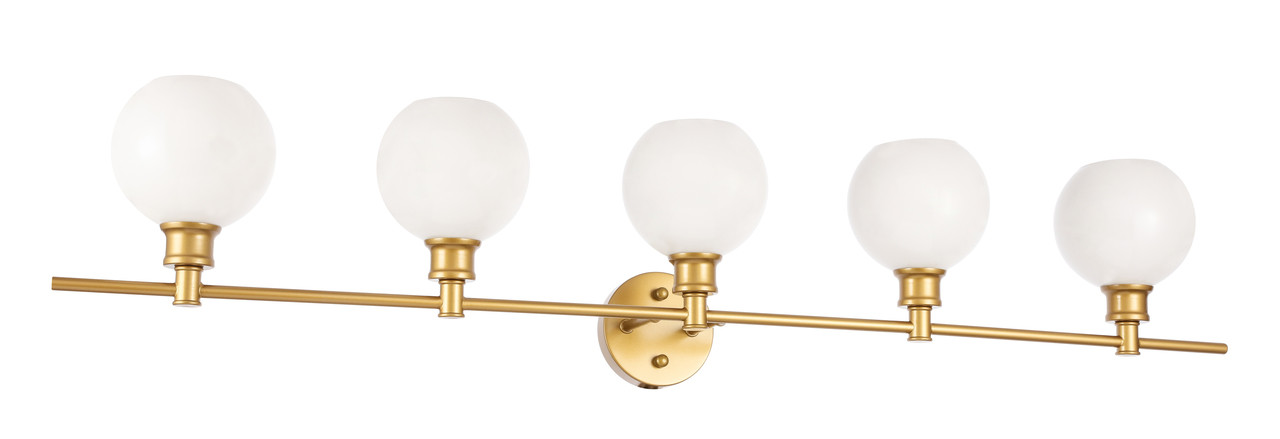 Living District LD2327BR Collier 5 light Brass and Frosted white glass Wall sconce