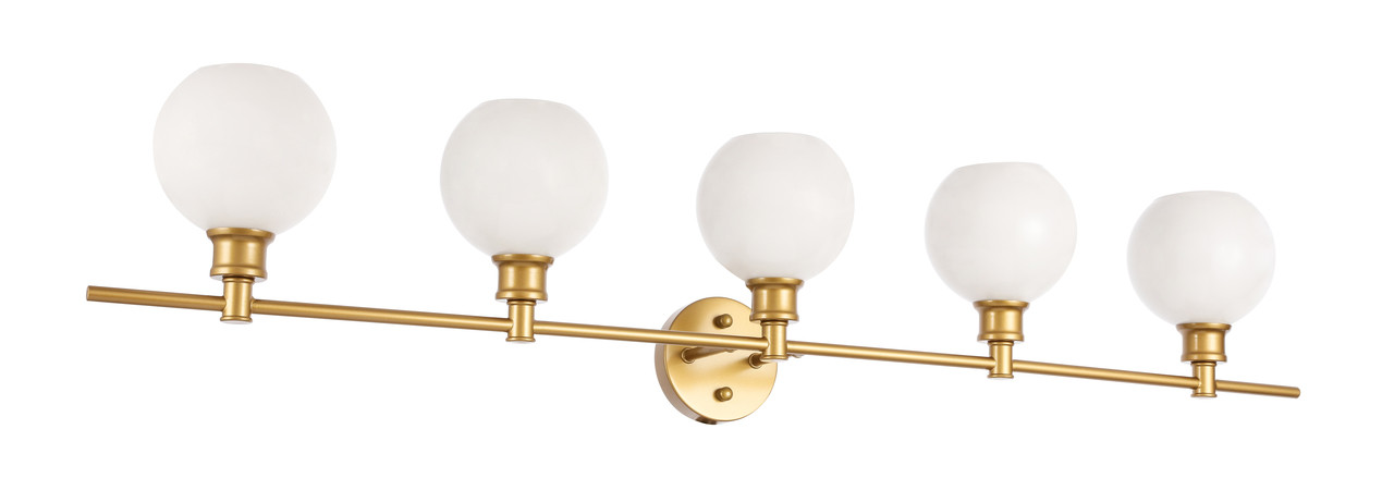 Living District LD2327BR Collier 5 light Brass and Frosted white glass Wall sconce