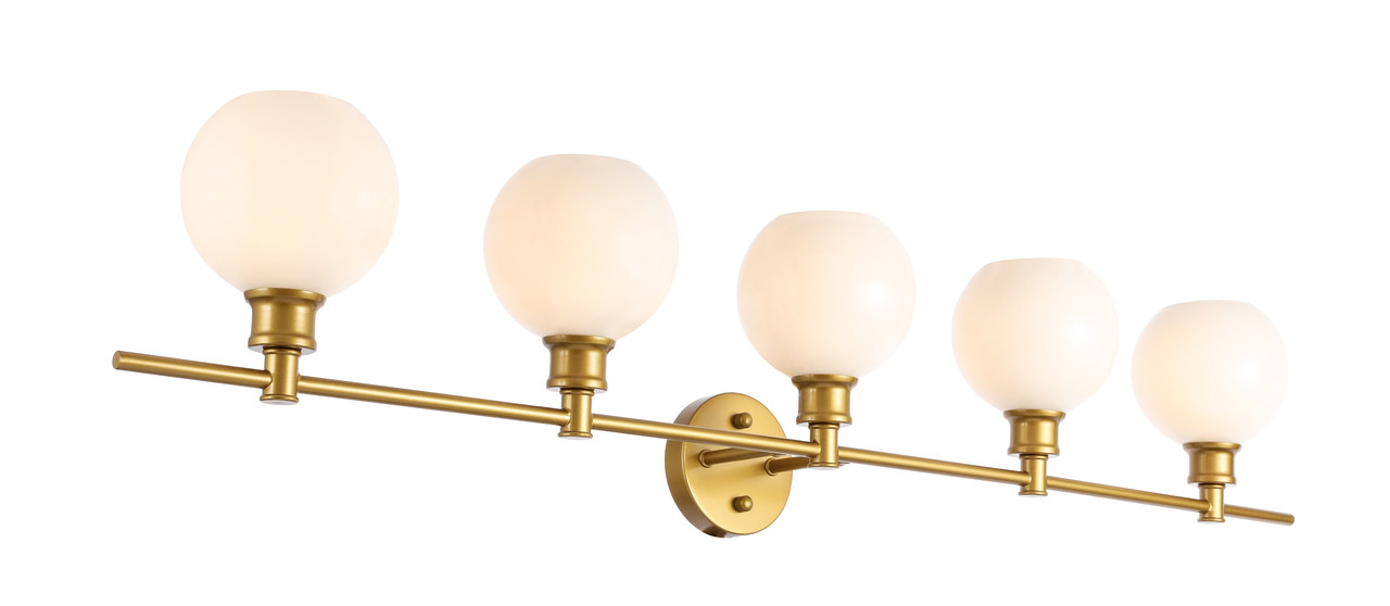 Living District LD2327BR Collier 5 light Brass and Frosted white glass Wall sconce