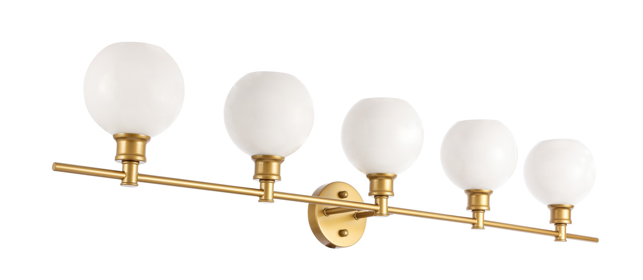 Living District LD2327BR Collier 5 light Brass and Frosted white glass Wall sconce