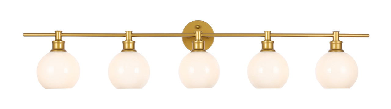 Living District LD2327BR Collier 5 light Brass and Frosted white glass Wall sconce