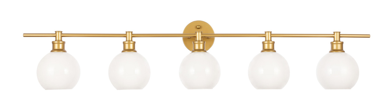 Living District LD2327BR Collier 5 light Brass and Frosted white glass Wall sconce