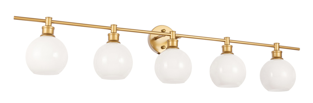 Living District LD2327BR Collier 5 light Brass and Frosted white glass Wall sconce