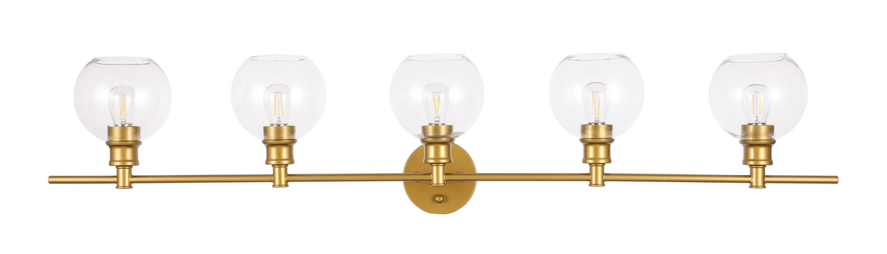 Living District LD2326BR Collier 5 light Brass and Clear glass Wall sconce