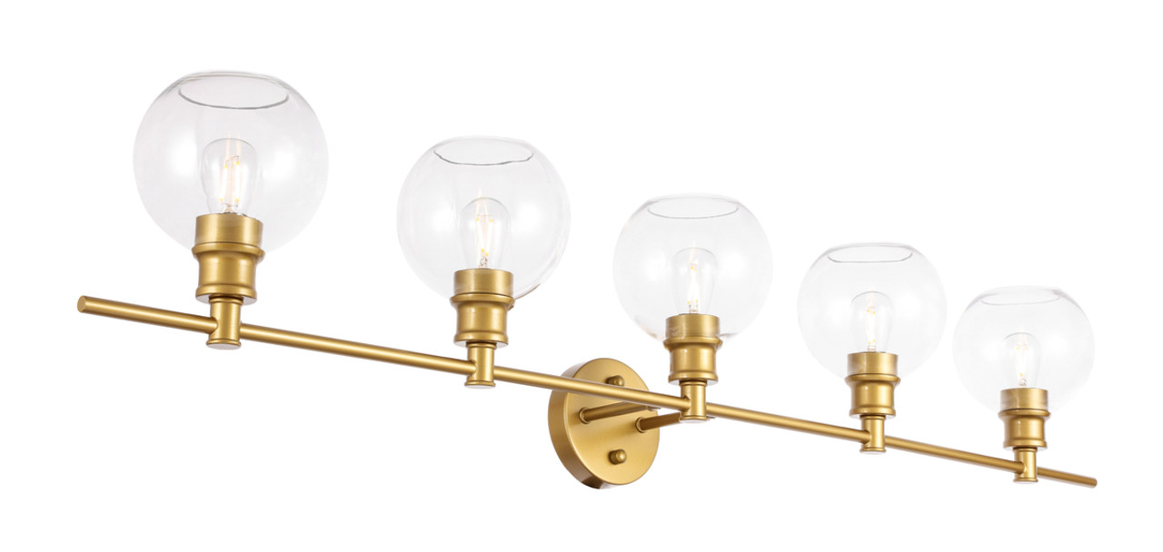 Living District LD2326BR Collier 5 light Brass and Clear glass Wall sconce