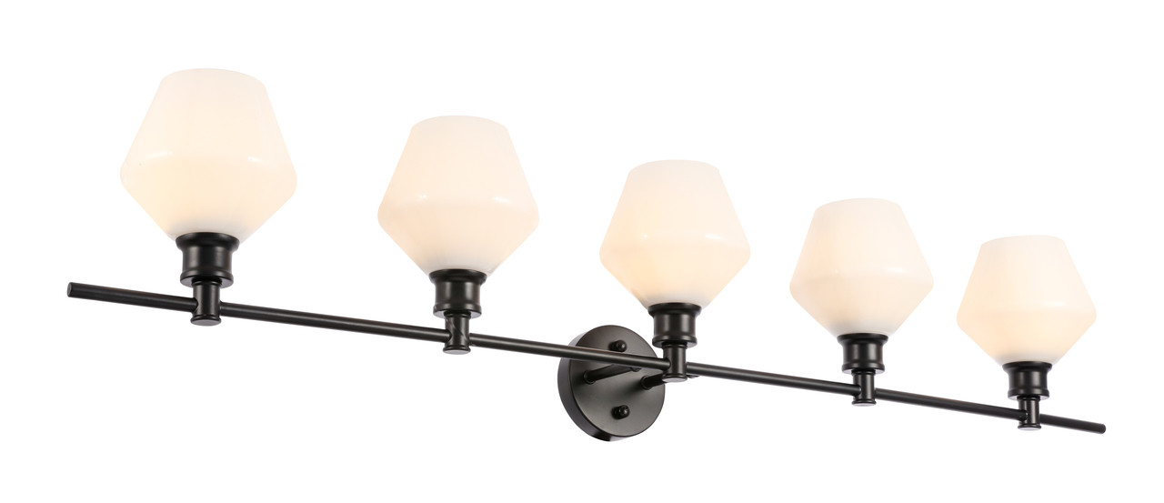 Living District LD2325BK Gene 5 light Black and Frosted white glass Wall sconce