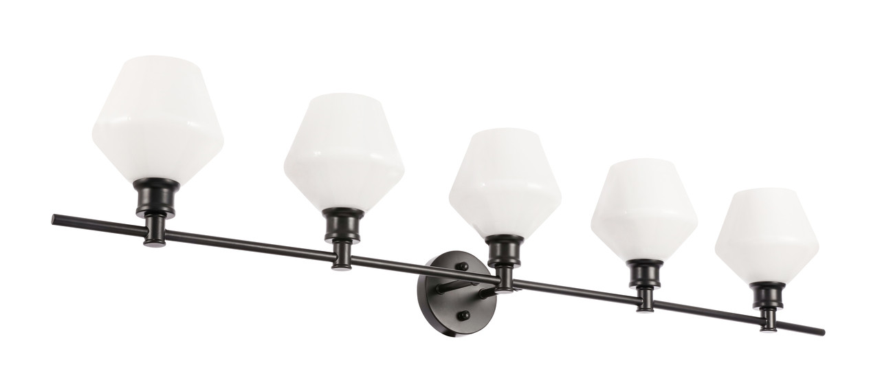 Living District LD2325BK Gene 5 light Black and Frosted white glass Wall sconce