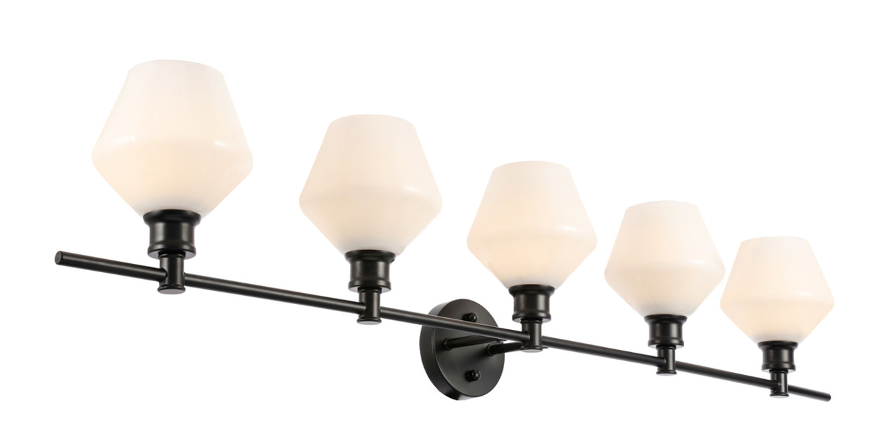 Living District LD2325BK Gene 5 light Black and Frosted white glass Wall sconce