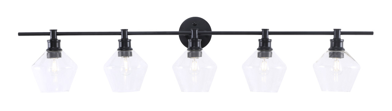 Living District LD2324BK Gene 5 light Black and Clear glass Wall sconce