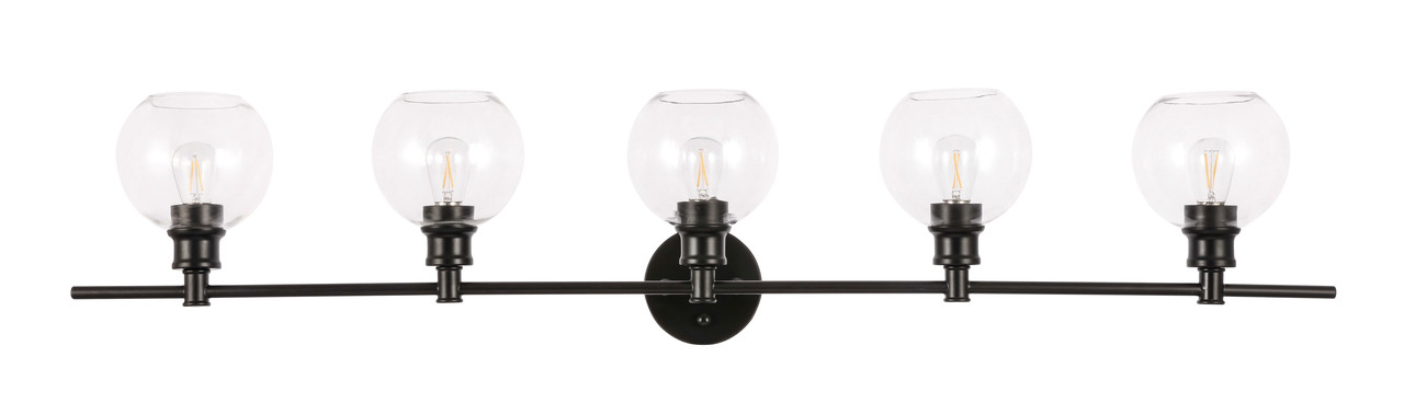 Living District LD2326BK Collier 5 light Black and Clear glass Wall sconce