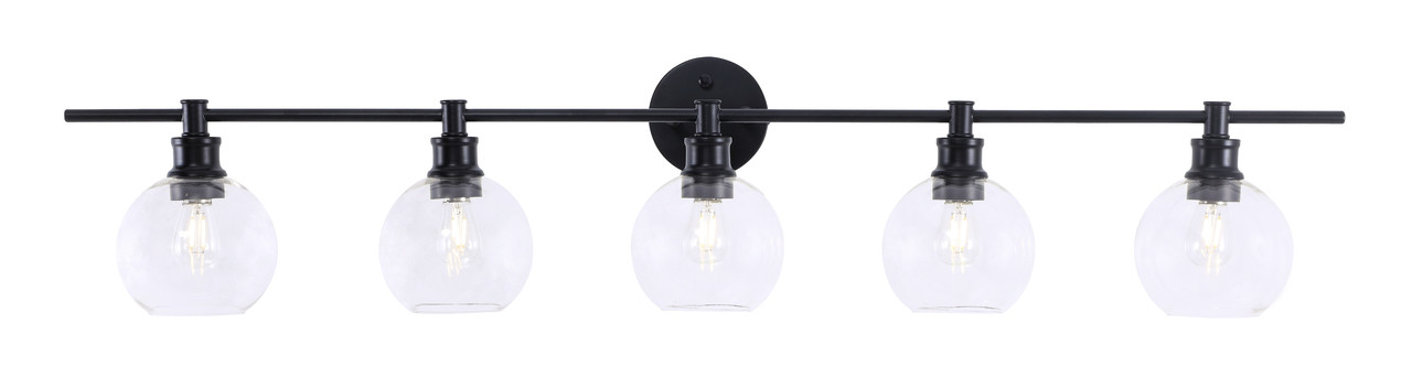 Living District LD2326BK Collier 5 light Black and Clear glass Wall sconce