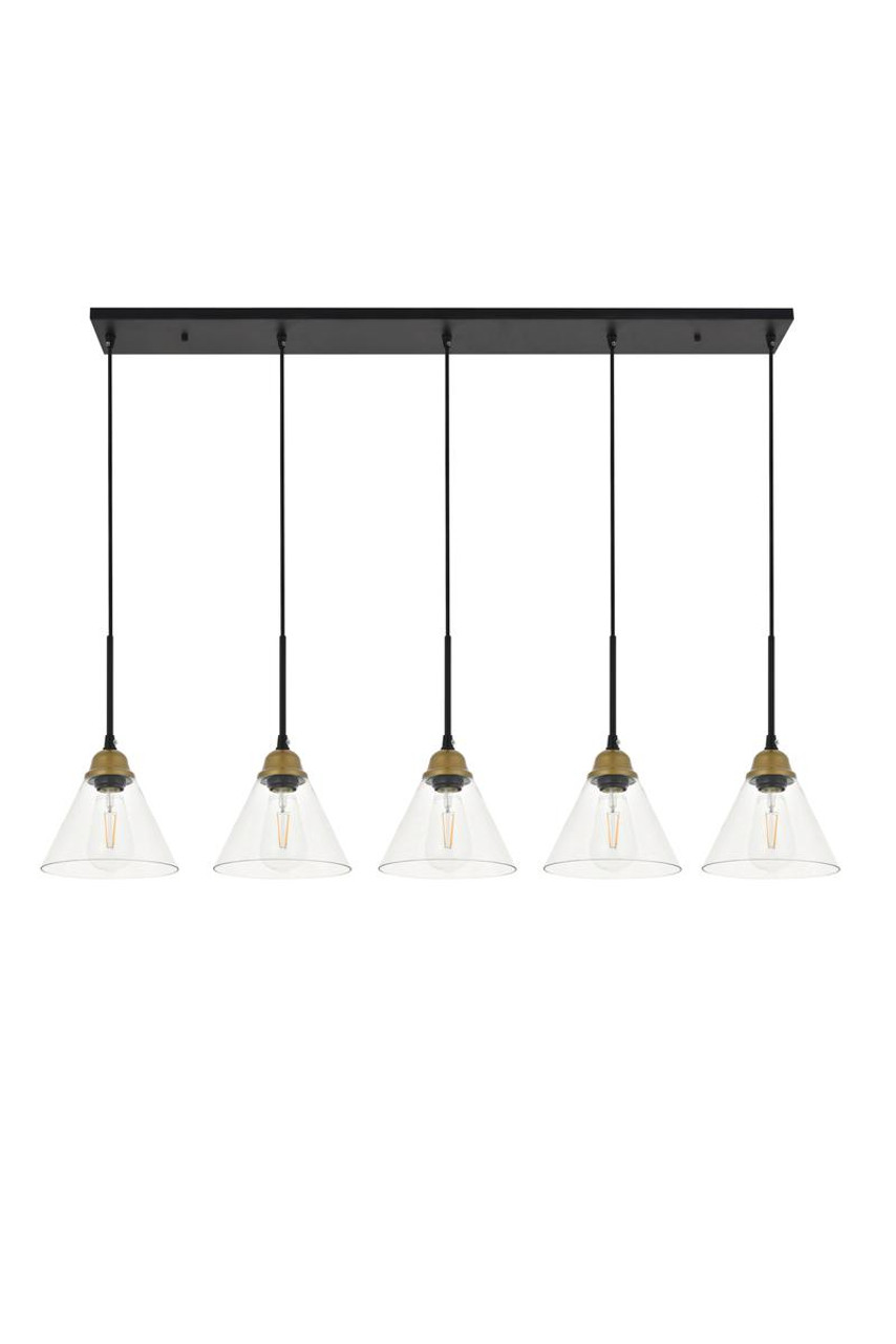 Living District LD4017D48BRB Histoire 5 light brass and black Pendant