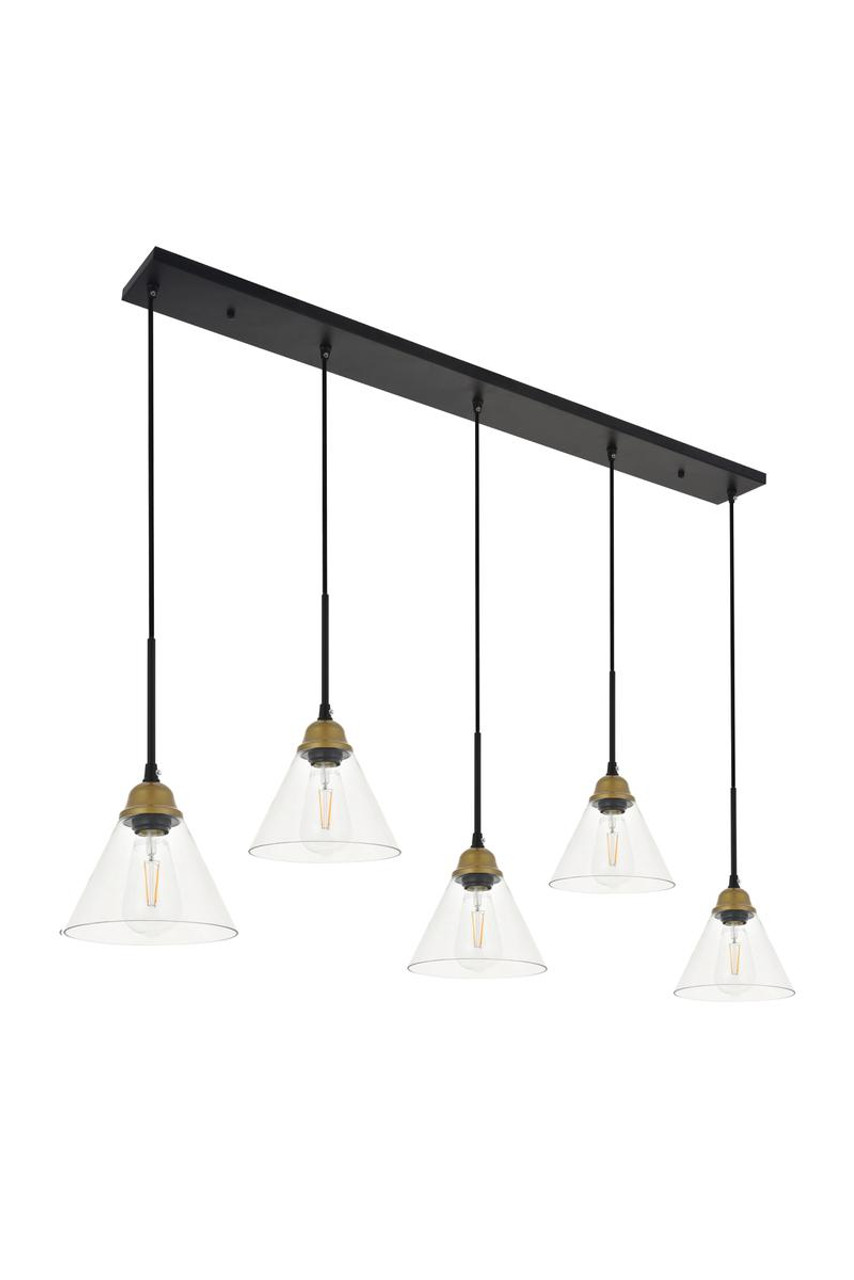 Living District LD4017D48BRB Histoire 5 light brass and black Pendant