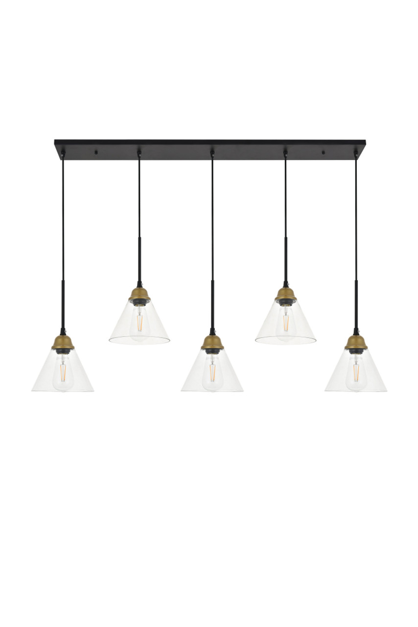 Living District LD4017D48BRB Histoire 5 light brass and black Pendant