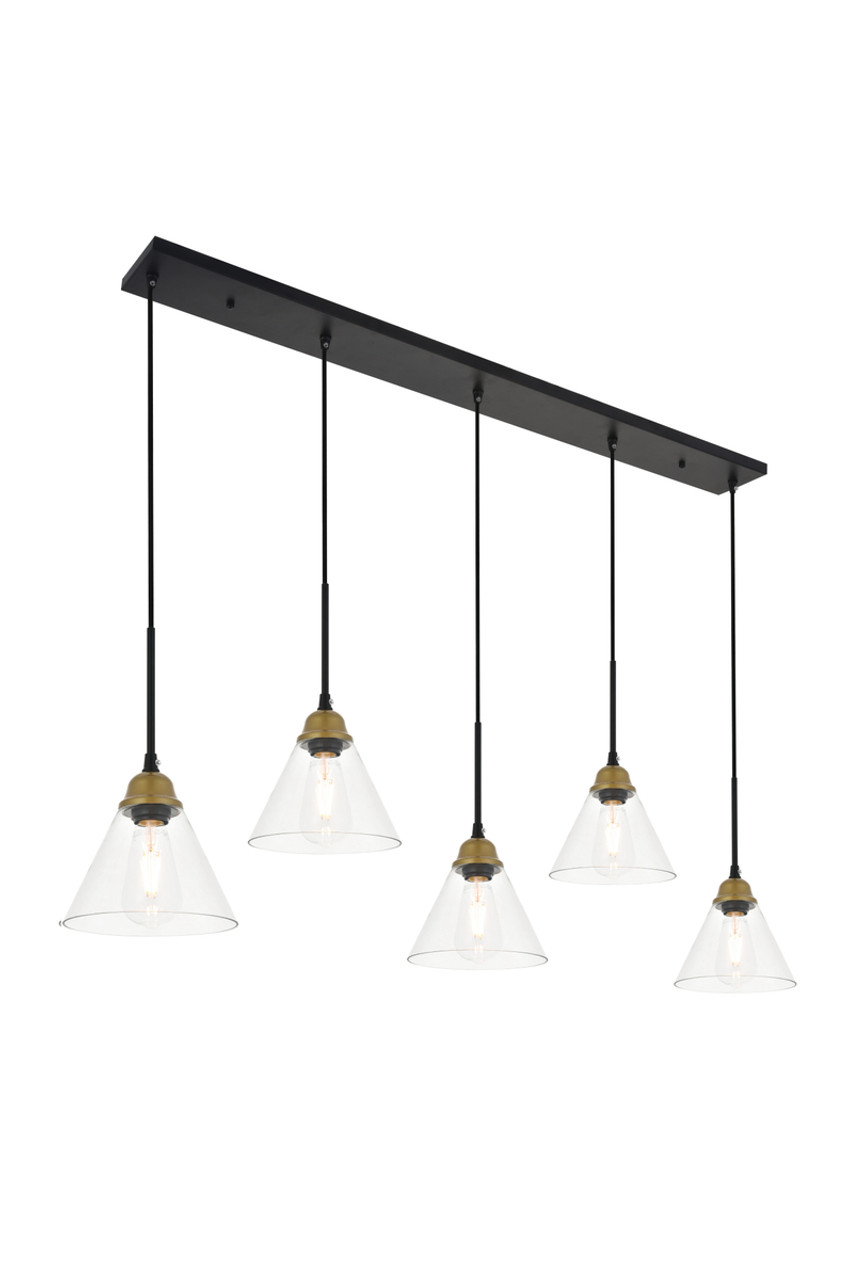 Living District LD4017D48BRB Histoire 5 light brass and black Pendant