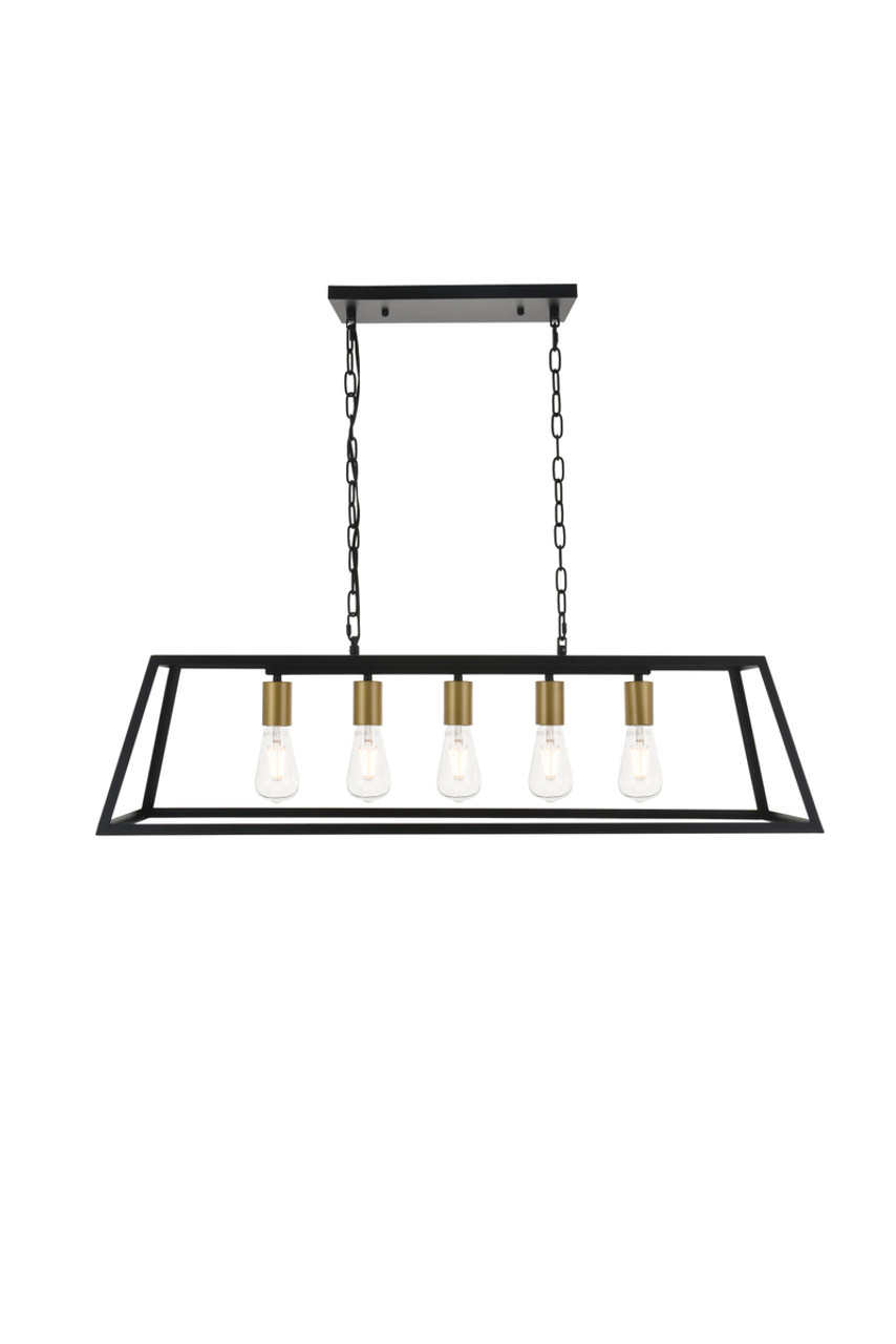 Living District LD4061D38BRB Resolute 5 light brass and black Pendant