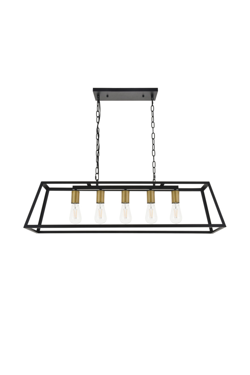 Living District LD4061D38BRB Resolute 5 light brass and black Pendant