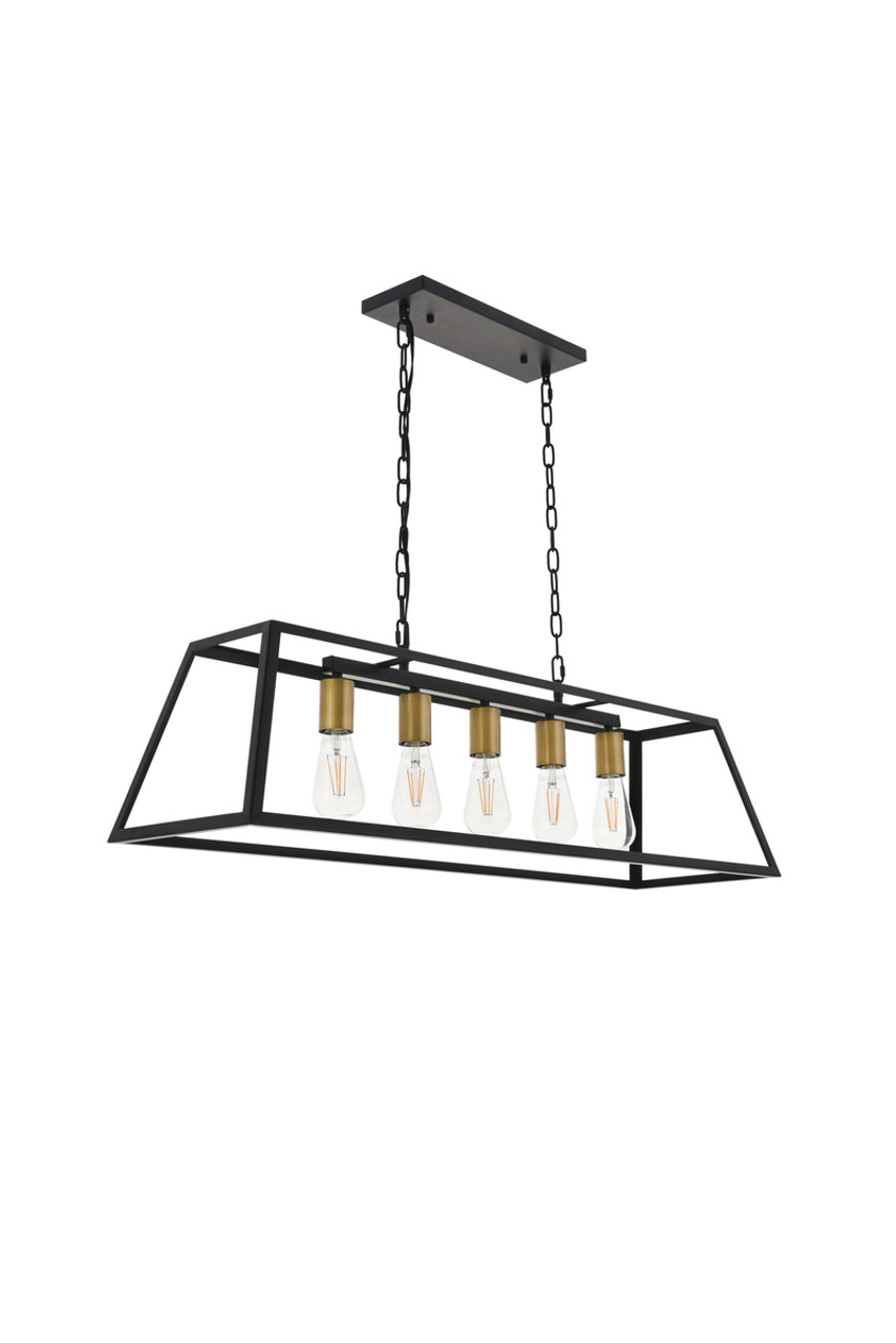 Living District LD4061D38BRB Resolute 5 light brass and black Pendant