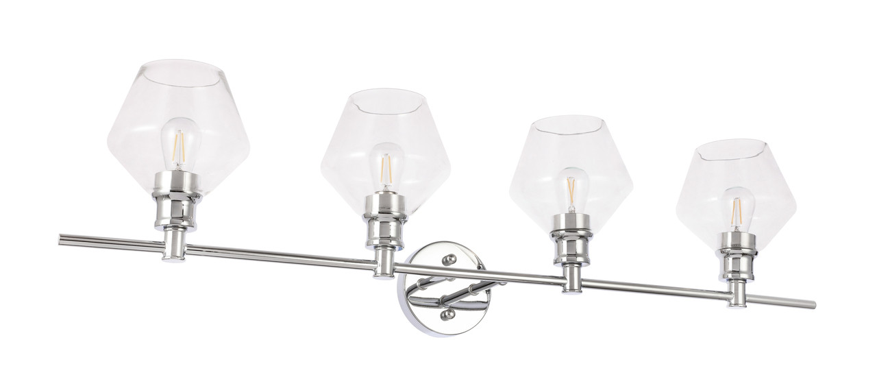 Living District LD2320C Gene 4 light Chrome and Clear glass Wall sconce