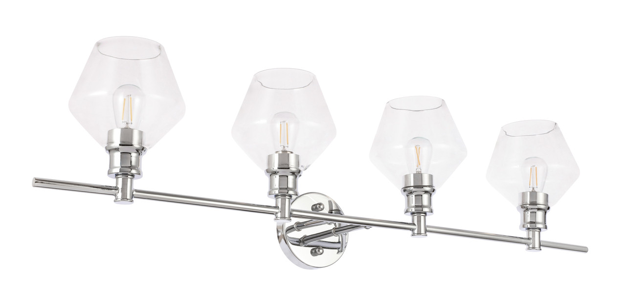 Living District LD2320C Gene 4 light Chrome and Clear glass Wall sconce