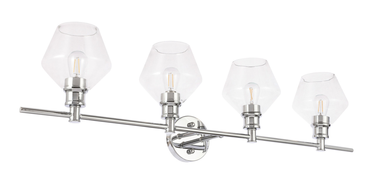 Living District LD2320C Gene 4 light Chrome and Clear glass Wall sconce