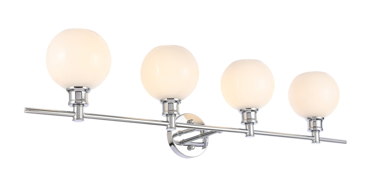 Living District LD2323C Collier 4 light Chrome and Frosted white glass Wall sconce