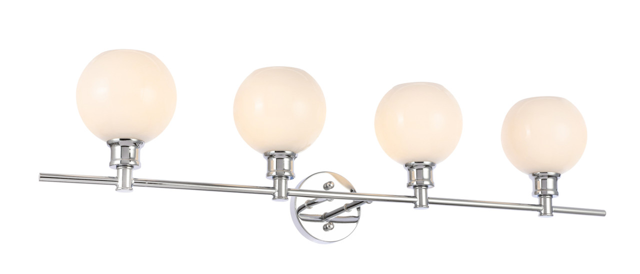 Living District LD2323C Collier 4 light Chrome and Frosted white glass Wall sconce