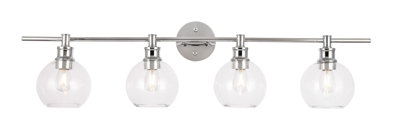 Living District LD2322C Collier 4 light Chrome and Clear glass Wall sconce