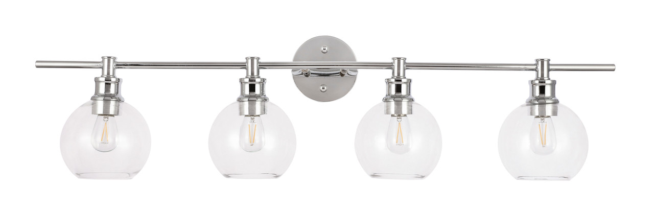 Living District LD2322C Collier 4 light Chrome and Clear glass Wall sconce