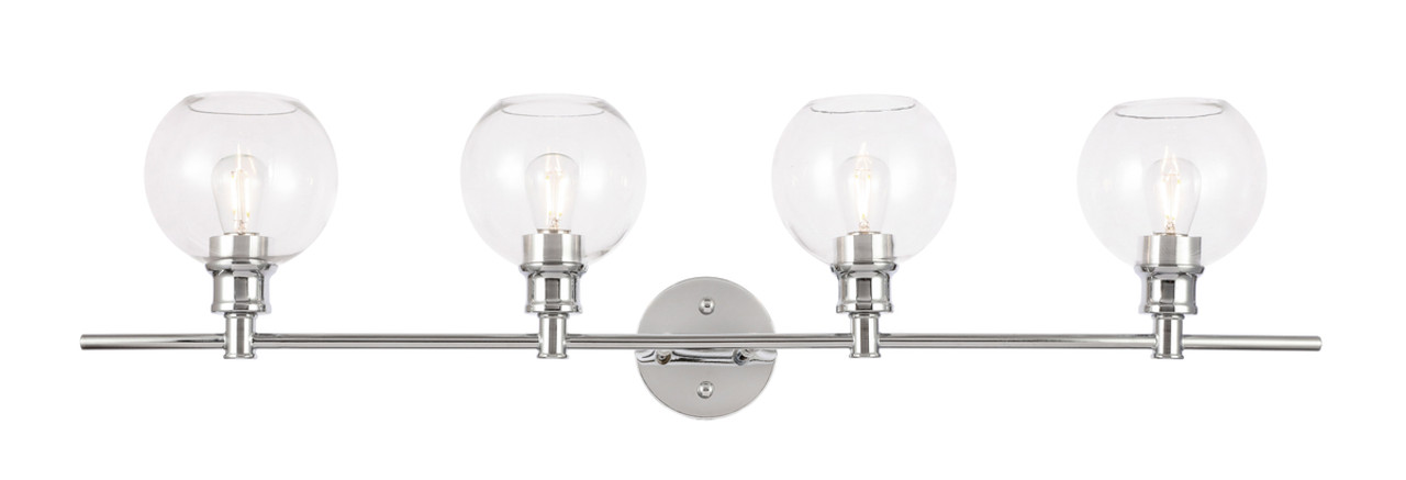 Living District LD2322C Collier 4 light Chrome and Clear glass Wall sconce