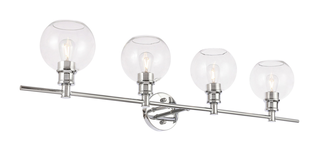 Living District LD2322C Collier 4 light Chrome and Clear glass Wall sconce