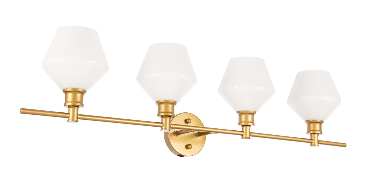 Living District LD2321BR Gene 4 light Brass and Frosted white glass Wall sconce