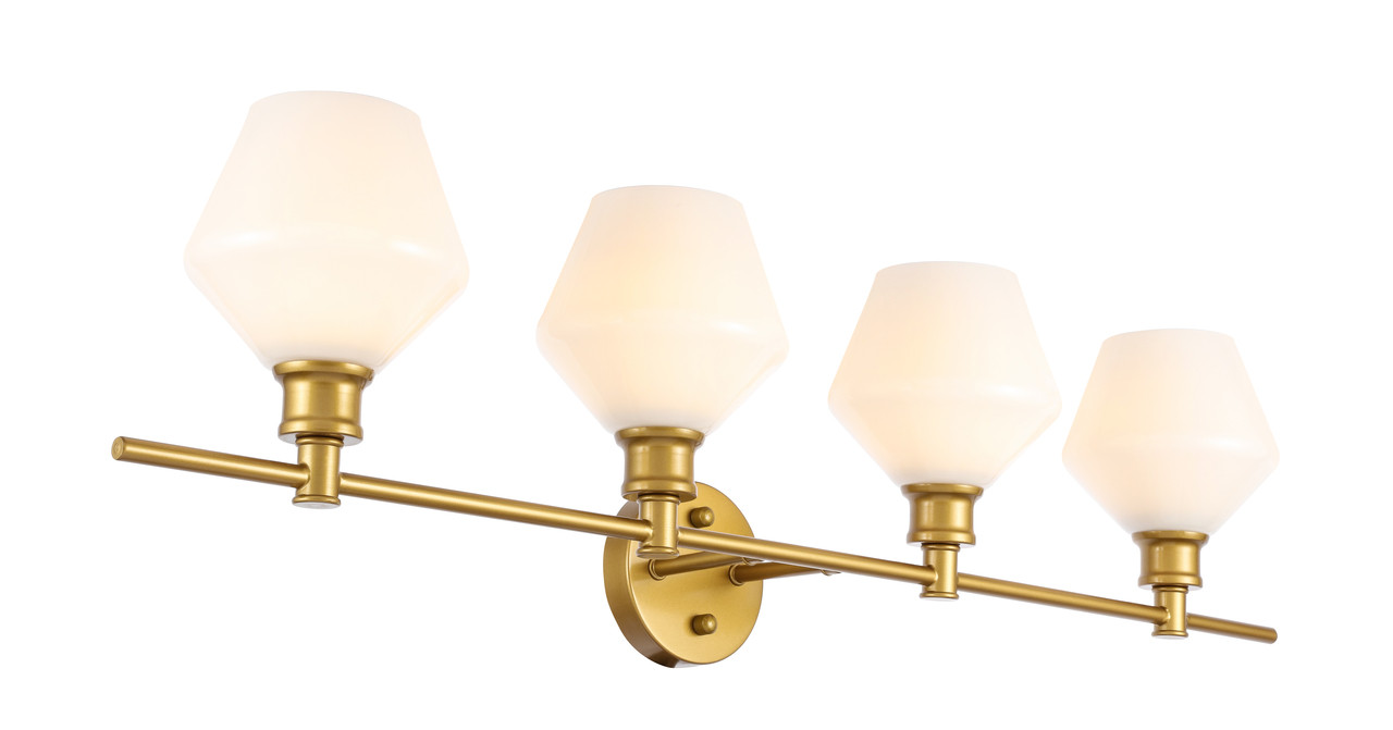 Living District LD2321BR Gene 4 light Brass and Frosted white glass Wall sconce