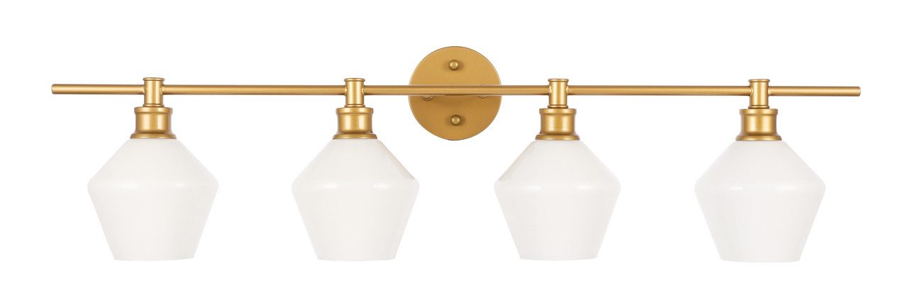 Living District LD2321BR Gene 4 light Brass and Frosted white glass Wall sconce