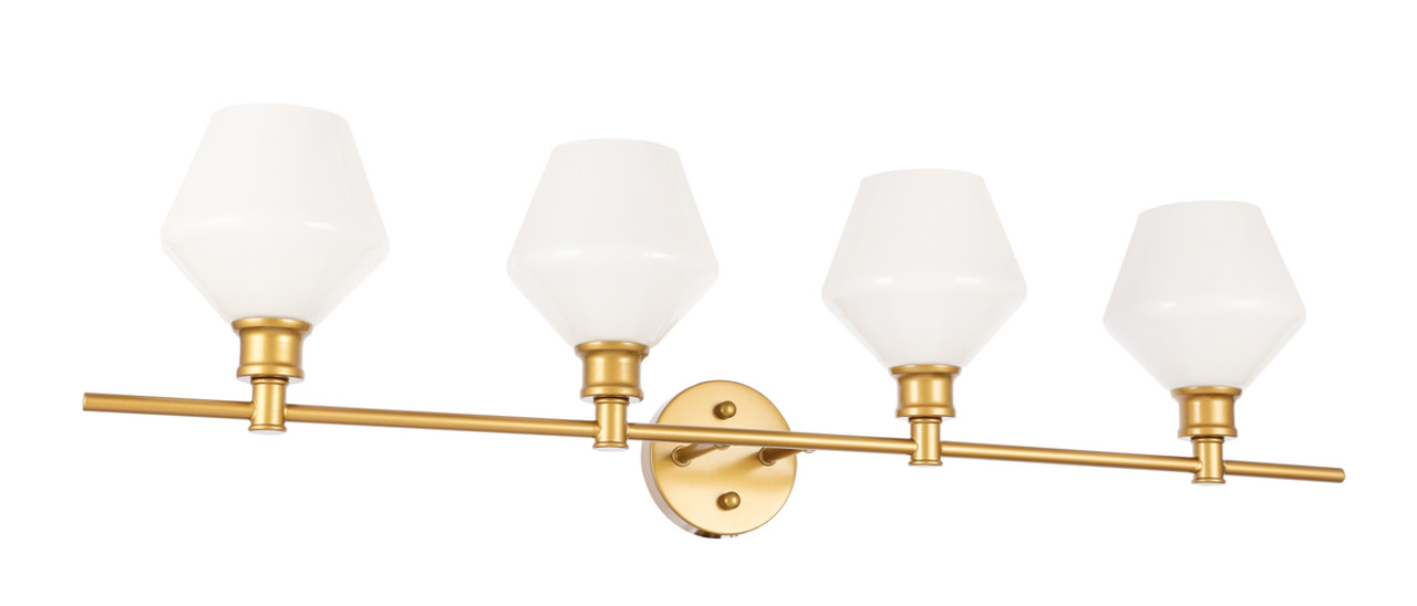 Living District LD2321BR Gene 4 light Brass and Frosted white glass Wall sconce