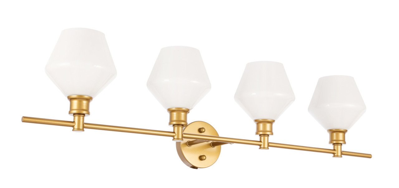 Living District LD2321BR Gene 4 light Brass and Frosted white glass Wall sconce