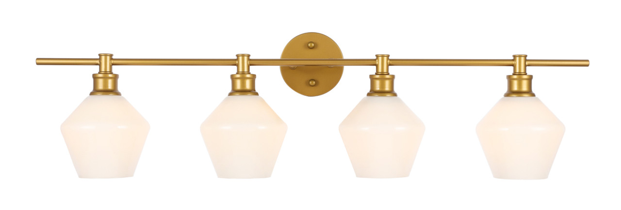 Living District LD2321BR Gene 4 light Brass and Frosted white glass Wall sconce