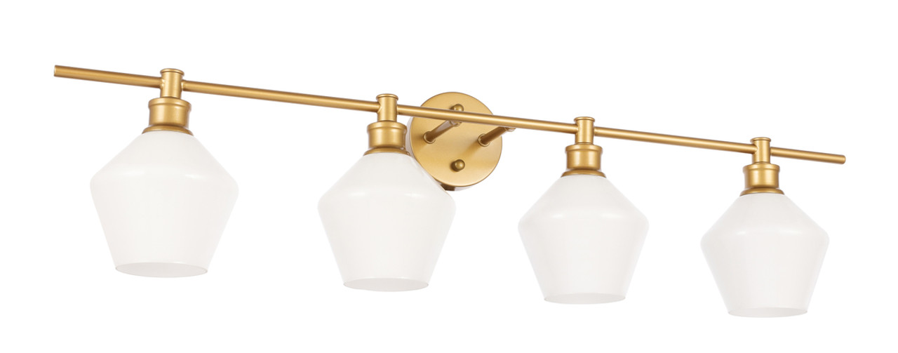 Living District LD2321BR Gene 4 light Brass and Frosted white glass Wall sconce